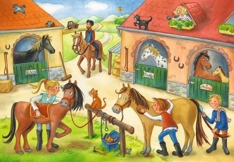 Ravensburger Dėlionė 2x12 vnt. - Arklidės