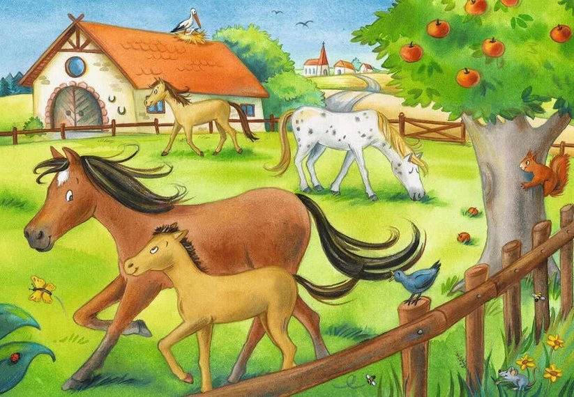 Ravensburger Dėlionė 2x12 vnt. - Arklidės