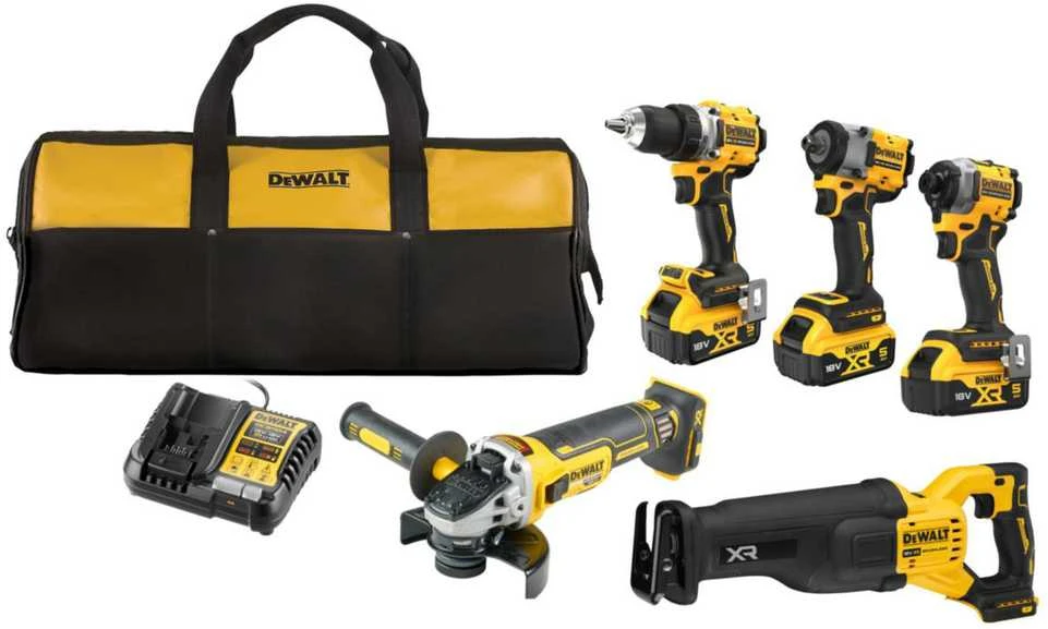 komplektas DCD800+DCF850+DCF922+DCS386+DCG405 18V 3x5.0Ah DEWALT [DCK509P3-QW]