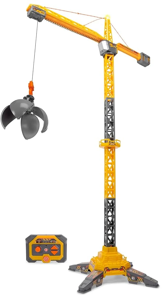 Dickie Toys Didelis nuotolinio valdymo kranas, 150 cm besisukanti ranka, titaninis kranas, nuotolinio valdymo pultas su USB + šviesa