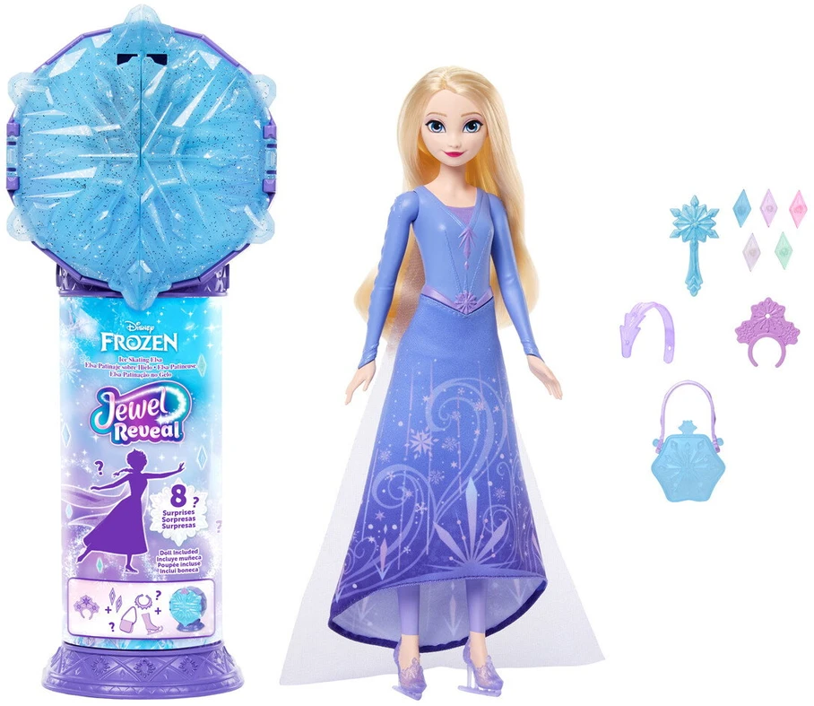 FROZEN Lėlė Disney Kraina Lodu Jewel Reveal Elsa na łyżwach + priedai