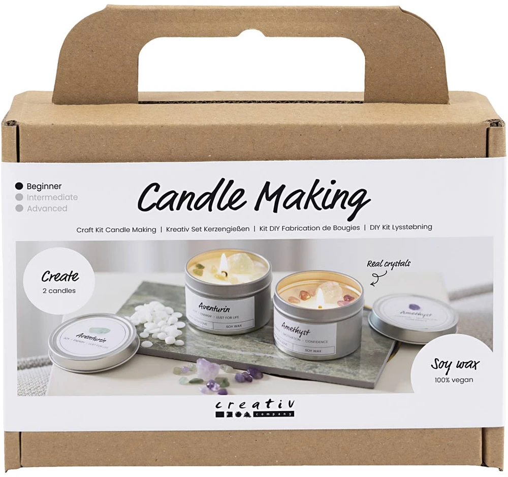 Diy Kit „Pasidaryk pats“ rinkinys – žvakių liejimas – sojų žvakė su aventurinu ir ametistu (977753)