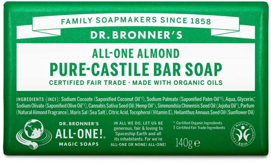 Dr. Bronner's - stebuklingas muilo gabaliukas su migdolais, 140 g