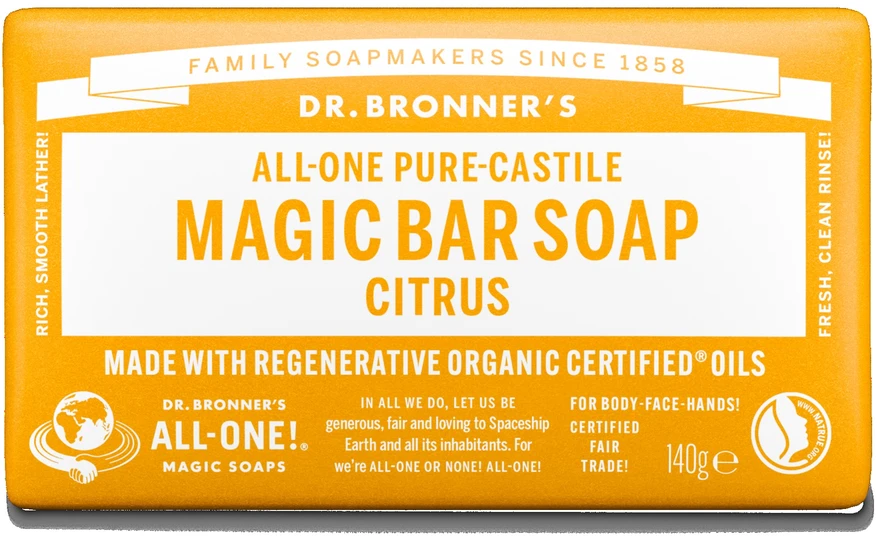 Dr. Bronner's - stebuklingas muilas su citrusinių vaisių skoniu, 140 g
