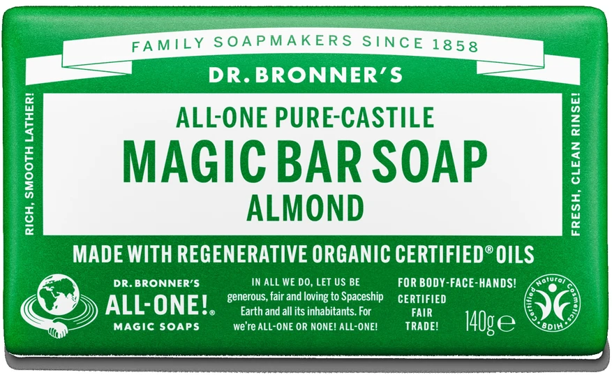 Dr. Bronner's - stebuklingas muilo gabaliukas su migdolais, 140 g
