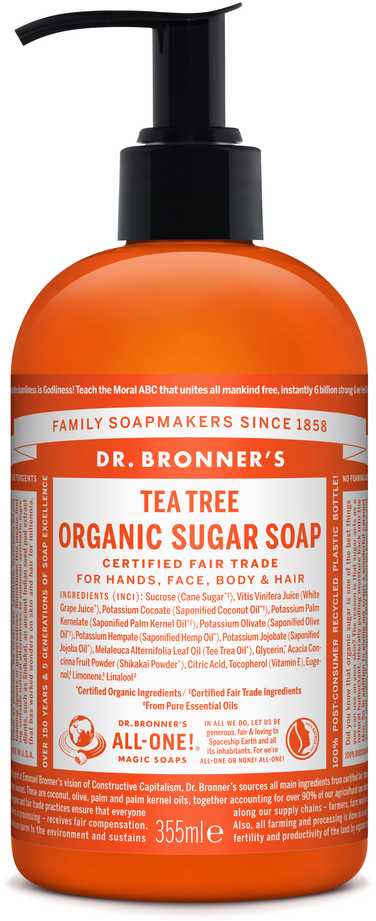 Dr. Bronner's Organic Sugar Soap Tea Tree, 355 ml