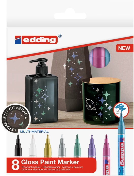 Edding 751 blizgių metalinių dažų žymeklių rinkinys, 8 vnt. (702065)