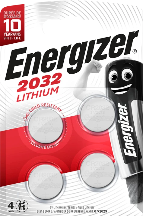 Energizer CR2032 ličio baterijos, 4 vienetų pakuotė