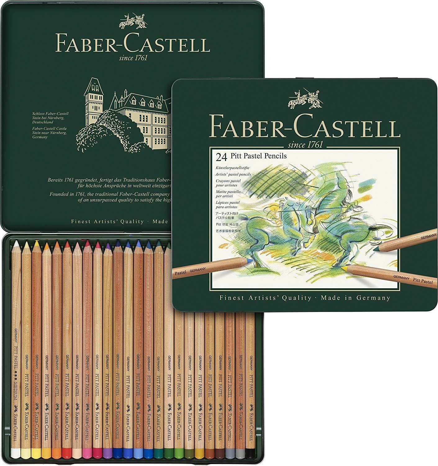 Spalvoti pieštukai Faber-Castell Pitt Pastel, 24 spalvos, metalinėje dėžutėje