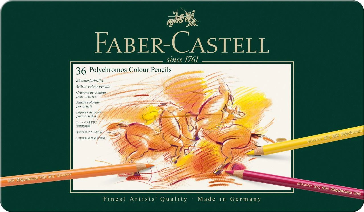 Spalvoti pieštukai Faber-Castell Polychromos, 36 spalvų.