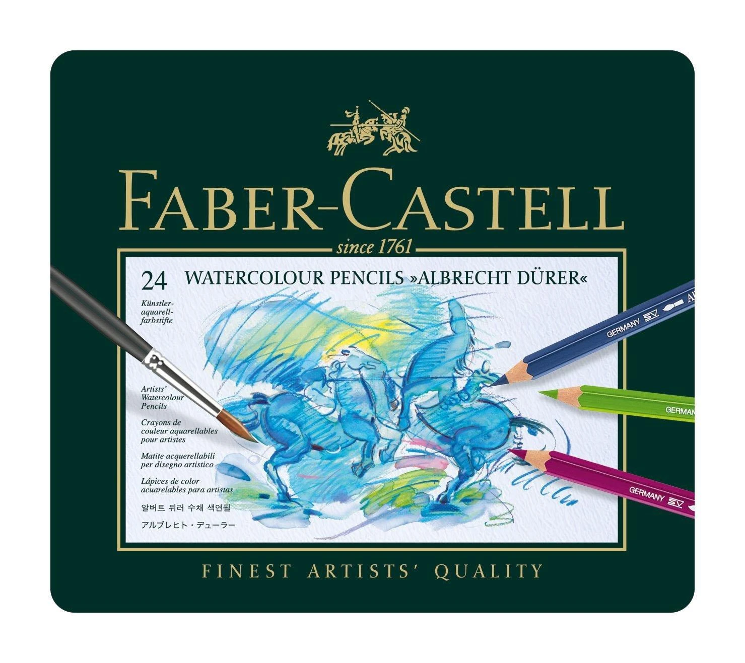 Spalvoti akvareliniai pieštukai Faber-Castell Albrecht Dürer, 24 spalvos