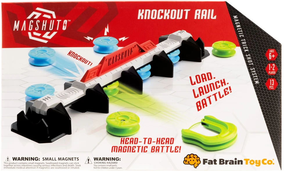 Fat Brain Toys Magshuto Knockout Rail – magnetinis triukų ir taiklumo žaidimas