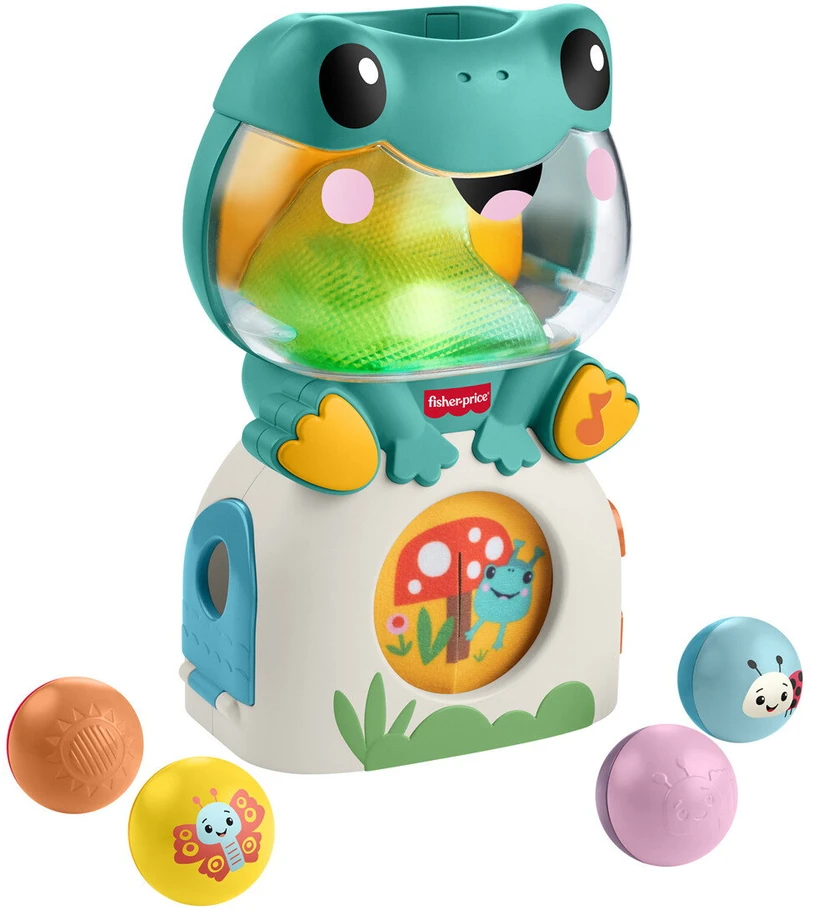 Interaktyvi šviečianti muzikinė varlė su kamuoliukais, šviesa ir garsu „Fisher Price“