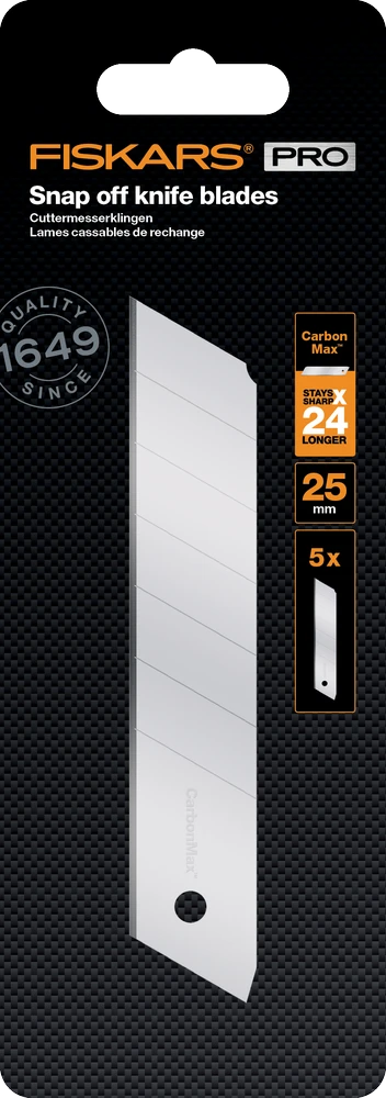 Fiskars CarbonMax Ašmenys universaliam peiliui laužomais ašmenimis 25mm 5 vnt., 1027233