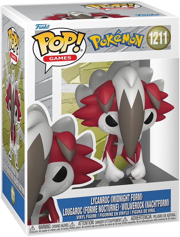 FUNKO POP! Vinilinė figūrėlė: Pokemonai - Lycanroc (Midnight Form), ~9 cm