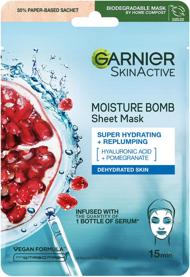 Garnier - SkinActive Moisture Bomb Super Hydrating Restoring Sheet Mask veido kaukė