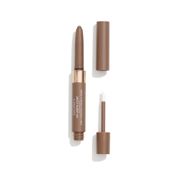 „Gosh Lip Line'n Coat Labial 2 En 1 004“ – karamelės ir iriso spalvos, 2 ml