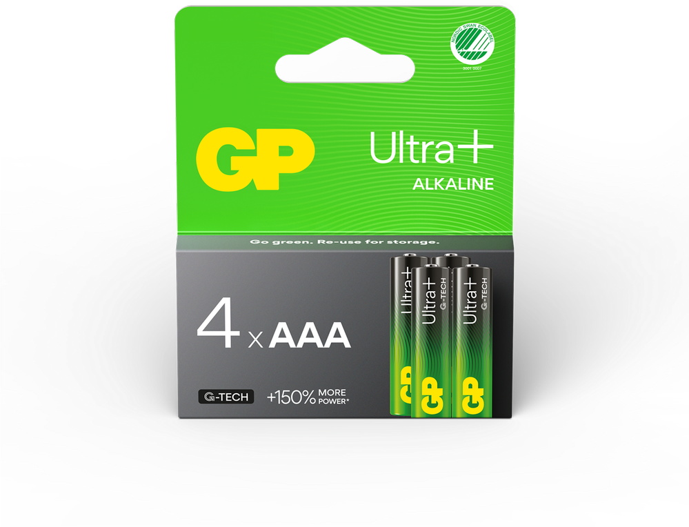 GP Ultra Plus Alkaline Baterija, Size AAA, 24AU/LR03, 1.5V, 4-pack (1999918352)