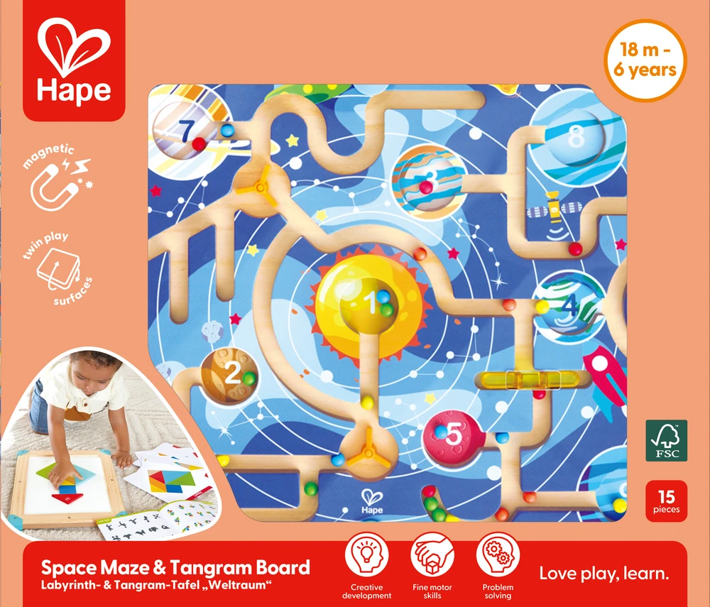 HAPE 2-in-1 labirintas ir tangramų lenta, E0524K