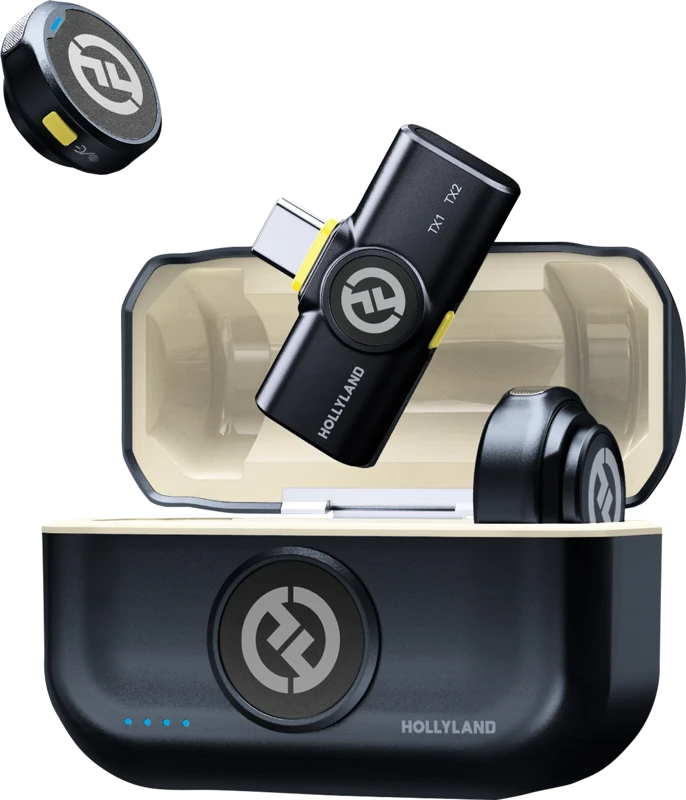 HOLLYLAND LARK M2 USB-C – BELAIDIS LAVALIER MIKROFONAS SU USB jungtimi (DUO, SHINE CHARCOAL)