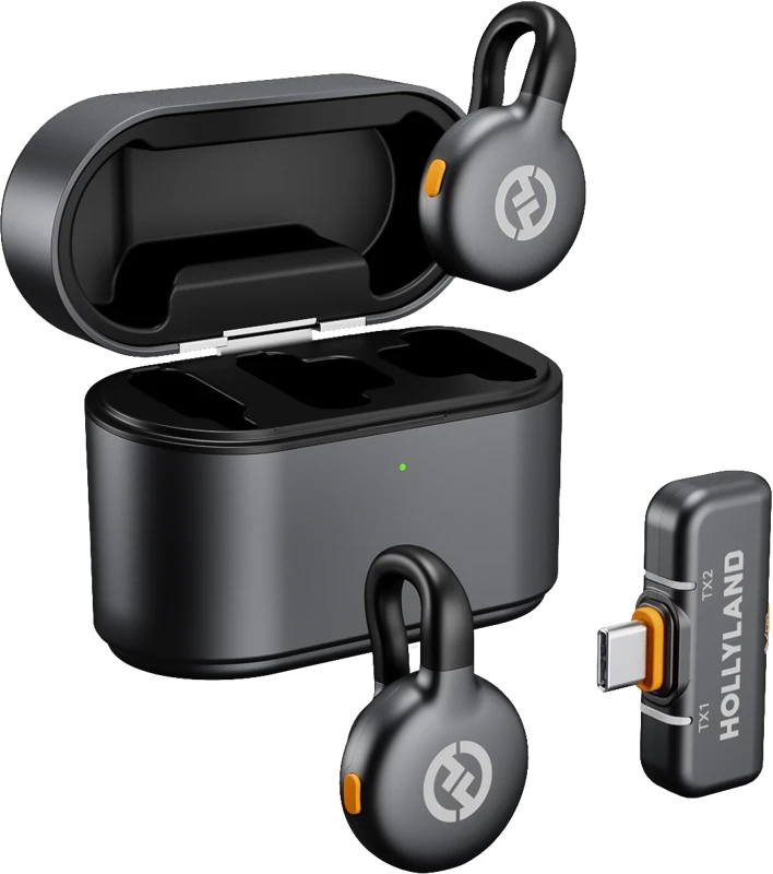 „Hollyland LARK M2S“ belaidis prisegamas mikrofonas su USB-C kištuku (Duo, kosminės pilkos spalvos)