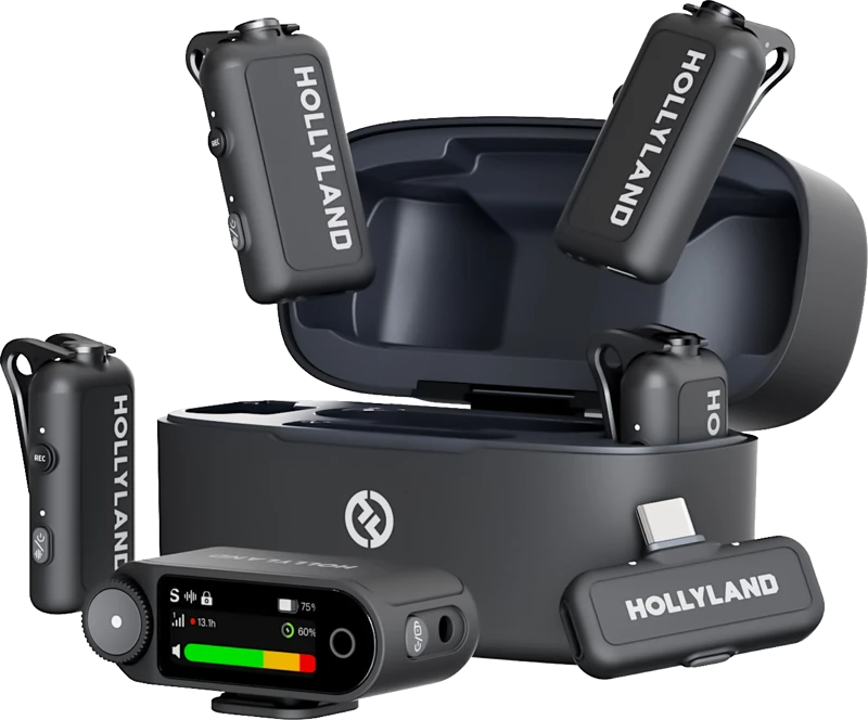 „Hollyland LARK MAX 2 Combo“ 4 asmenų versija su kamera ir imtuvu bei USB-C mikrofono imtuvu