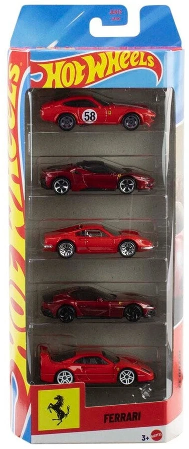 Mattel HOT WHEELS penkių Ferrari automodeliukų rinkinys (JLN12)