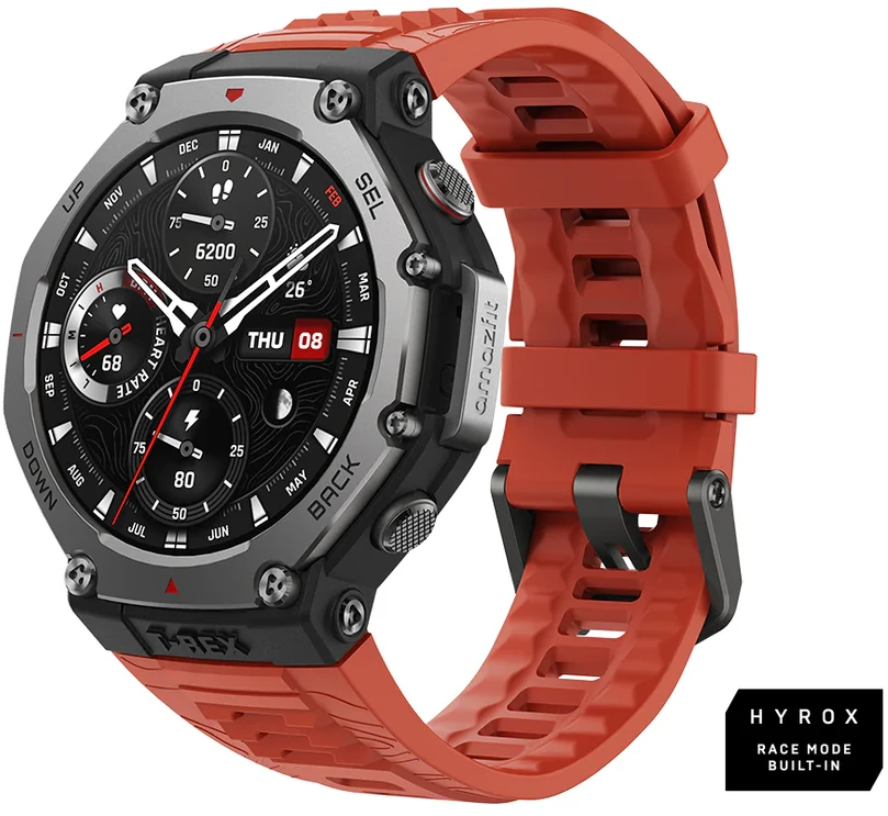 Išmanusis laikrodis Amazfit T-Rex 3, Nerudijančio plieno korpusas su rudos spalvos silikoniniu dirželiu