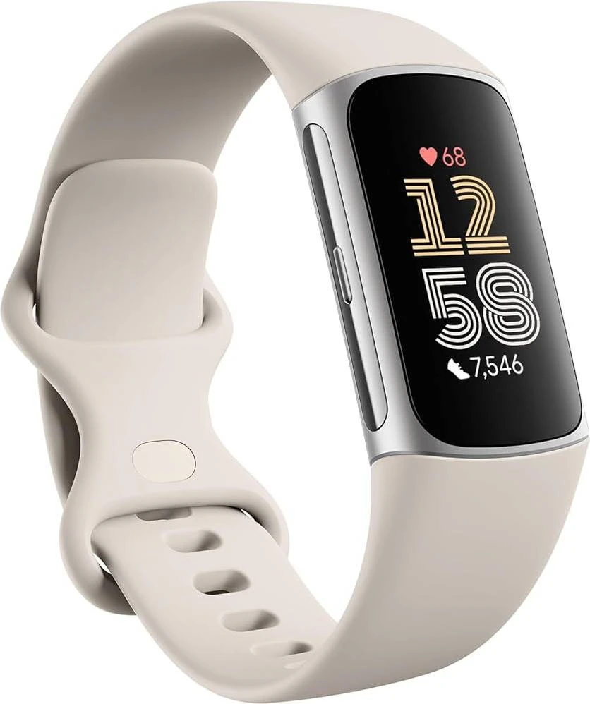 Išmanioji apyrankė Fitbit Charge 6, Sidabro spalvos korpusas su kreminės spalvos apyranke