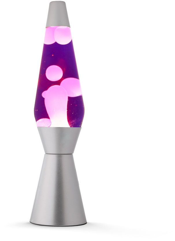 NEW iTotal - Lava Lamp 36 cm - Sidabrinis Base, Violetinė Liquid and Baltas Wax (XL1766)