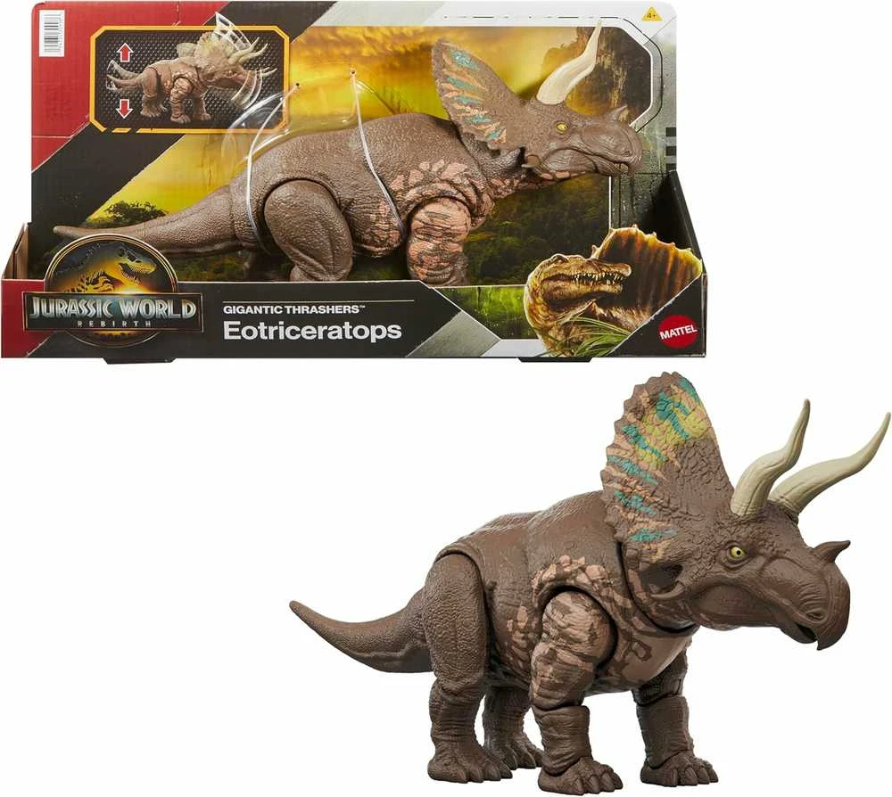 Mattel WORLD Figūrėlė Dinozaur Eotriceratops Juros periodo pasaulio atgimimas Milžiniški Thrasheriai 32 cm