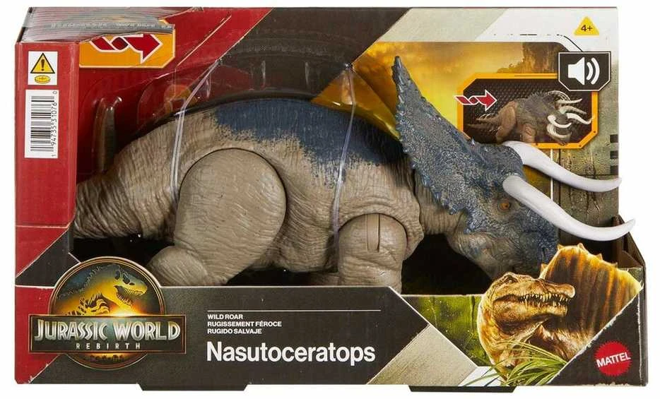 Mattel Dinozauro figūrėlė Nasutoceratops Juros pasaulio atgimimas Wild Riaumojimo garsas 30 cm