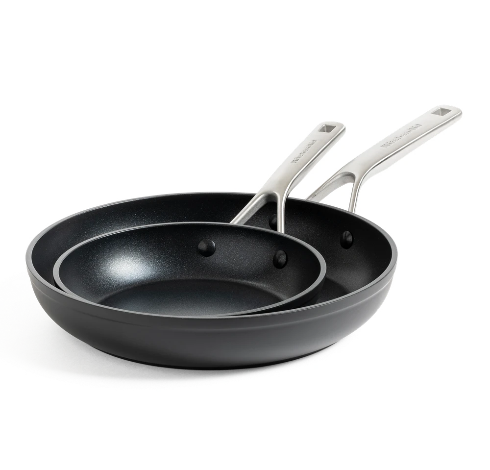 KitchenAid - Kaltinio grūdinto aliuminio keptuvių rinkinys, 2 vnt. - juodos - 20 cm + 28 cm