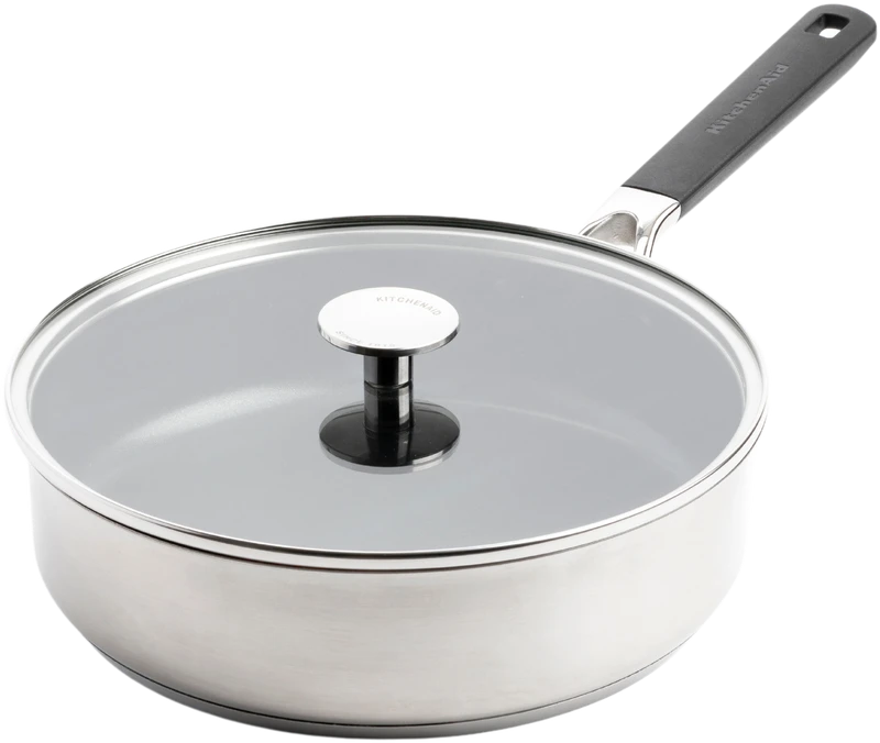 KitchenAid - KA-klasikinė nerūdijančio plieno keptuvė su dangčiu - sidabrinė - 26 cm