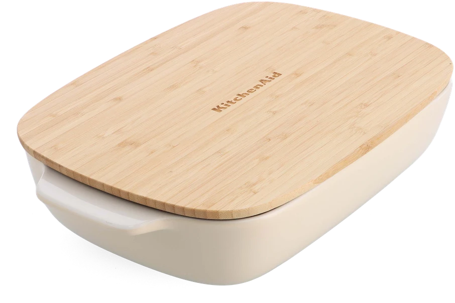 KitchenAid Keraminis indas 40x25x8,8cm + migdolinio kremo dangtelis