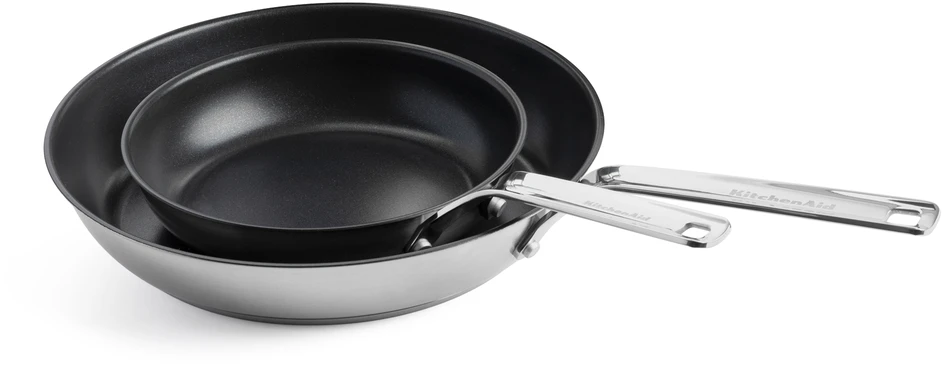 KitchenAid - Nerūdijančio plieno keptuvių rinkinys - sidabro spalvos - 20 cm, 28 cm