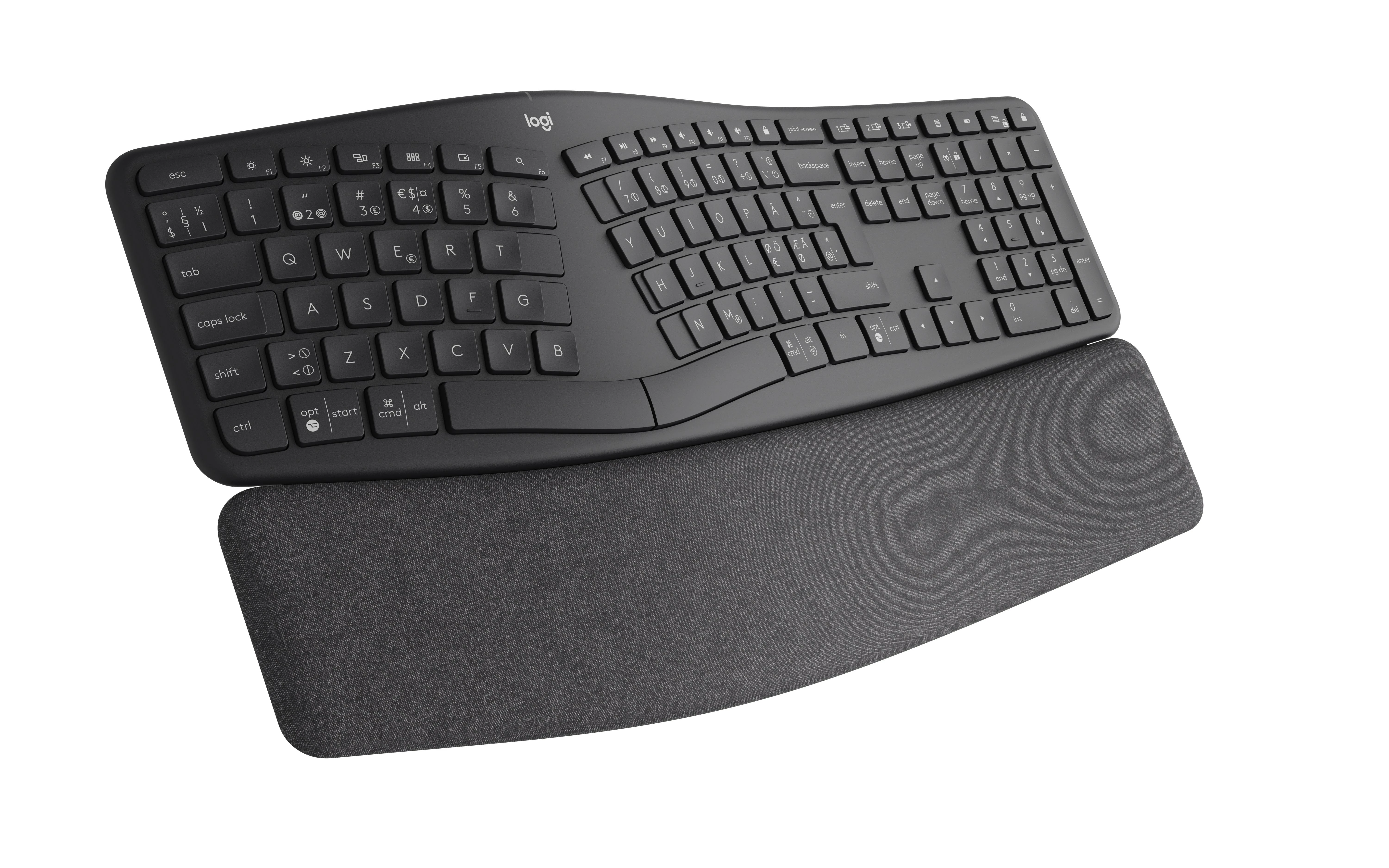 Logitech ERGO K860 belaidė klaviatūra, grafito spalvos, Skandinaviškas išdėstymas (Qwerty)