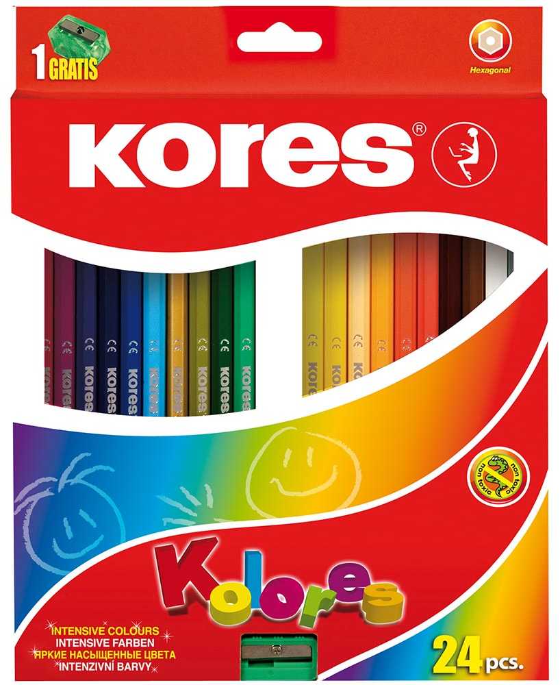 Kores - Kolores - šešiakampiai 24 spalvoti pieštukai (96324)