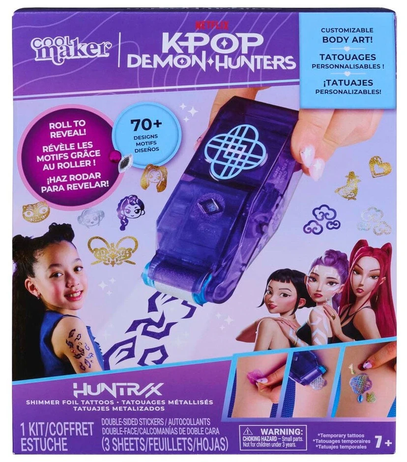 Laikinų tatuiruočių kūrybinis rinkinys Cool Maker KPop Demon Hunters Shimmer Me