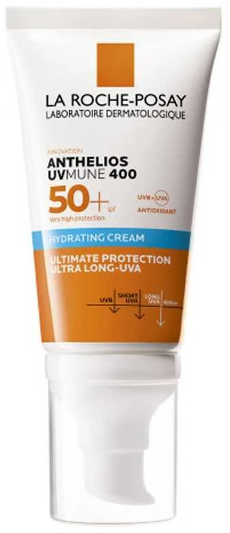 La Roche-Posay Anthelios UVMune 400 Hydrating Kreminis Face SPF 50+ apsauginis kremas nuo saulės jautriai veido odai, 50 ml