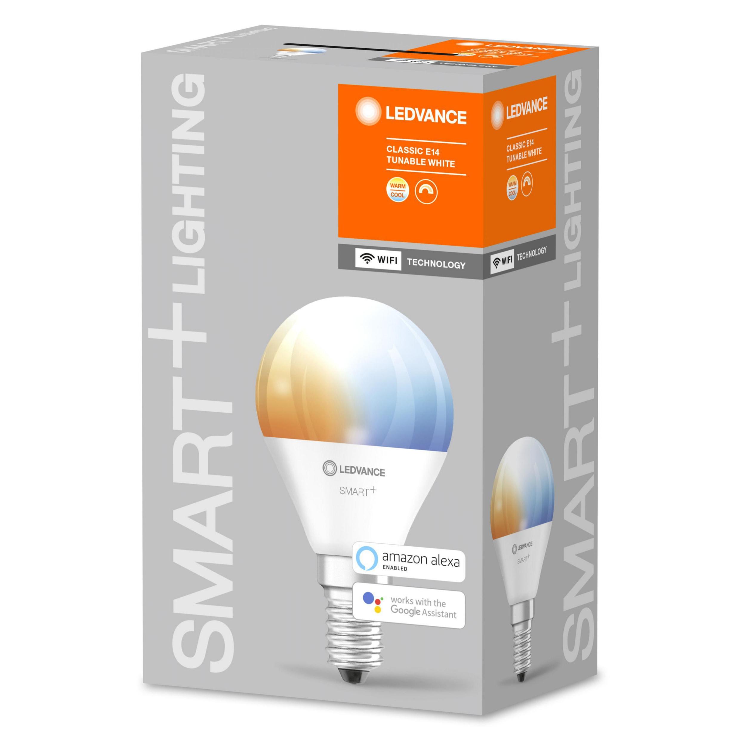 Ledvance SMART+ WiFi Classic Mini Lemp Tunable Baltas 40 5W 2700-6500K E14