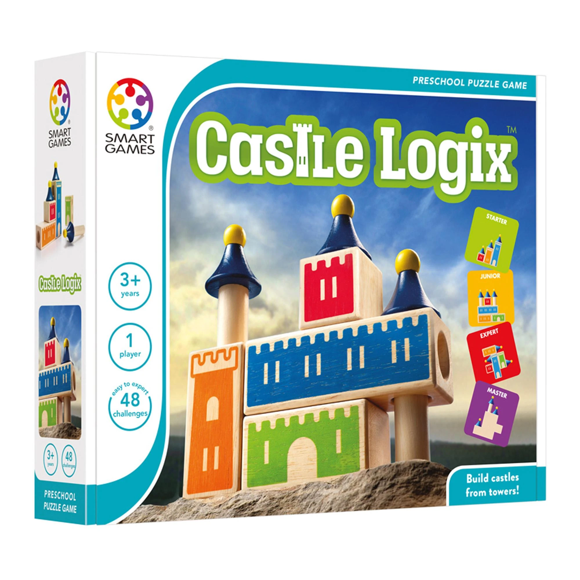 Iuvi Games Stalo žaidimas Castle Logix mediniais kaladėlėmis 48 užduotys