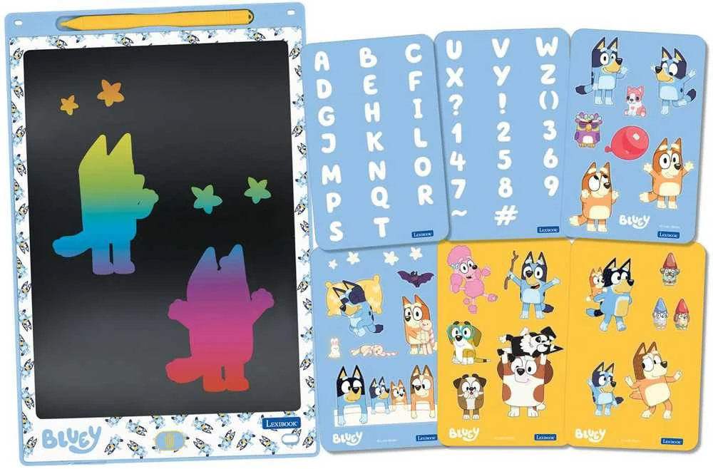Lexibook - Bluey 11’’ multicolor learning drawing E-ink tablet with stencils (CRT10BY)