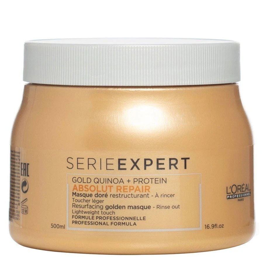 L'Oreal Professionnel Serie Expert Absolut Repair Golden Protein + Gold Quinoa plaukų kaukė, akimirksniu atnaujinanti paviršių, 500 ml