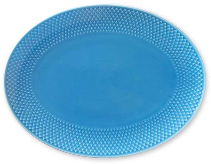 Lyngby Porcelæn – rombo spalvos ovalus serviravimo indas – 28,5x21,5 cm – mėlynas