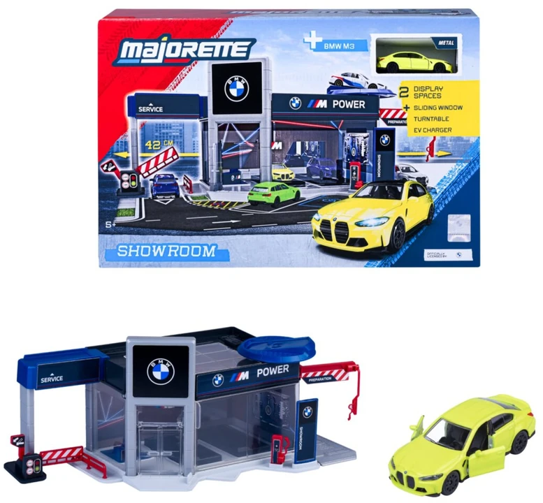 Žaislinis BMW salonas su automobiliu Majorette