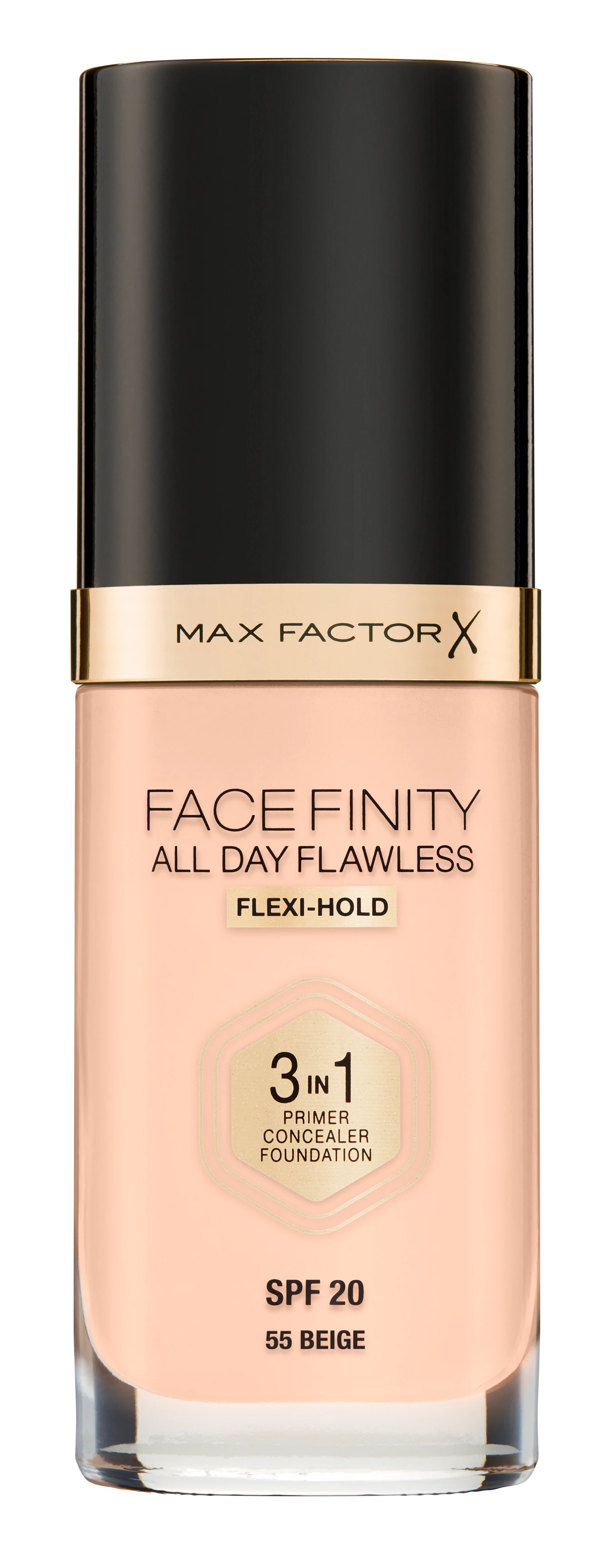 "Max Factor Facefinity 3in1" Maskuoklis ir makiažo pagrindas 55-rusvai gelsvas" 30ml