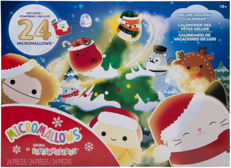 Micromallows 6 cm pliušiniai 24 vnt. rinkinys – 2026 metų švenčių kalendorius