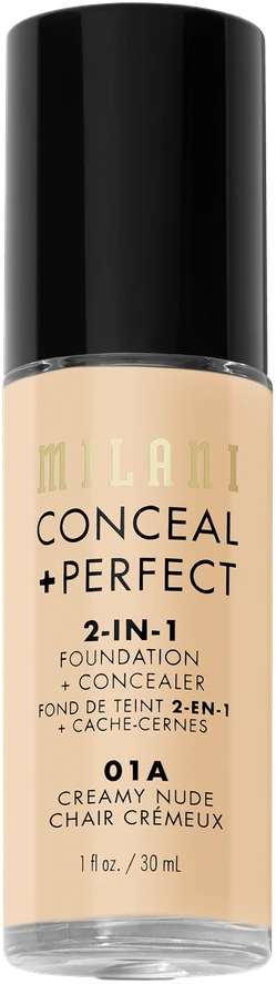 Milani „Conceal + Perfect Matte“ skystas makiažo pagrindas ir kaukė 2-in-1, 01A Creamy Nude, 30 ml