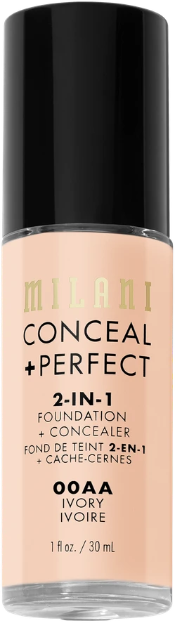 Milani Conceal + Perfect 2-in-1 Foundation + Maskuoklis 00AA Ivory 30ml